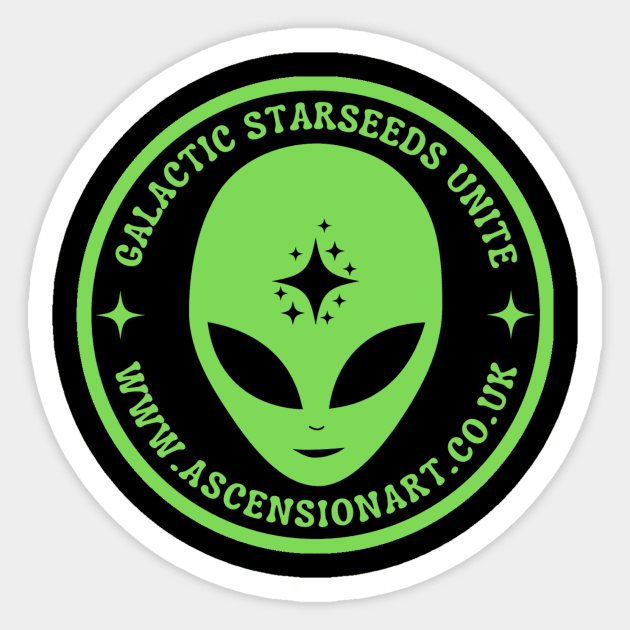 Galactic Starseeds Unite Sticker by WWW.ASCENSIONART.CO.UK